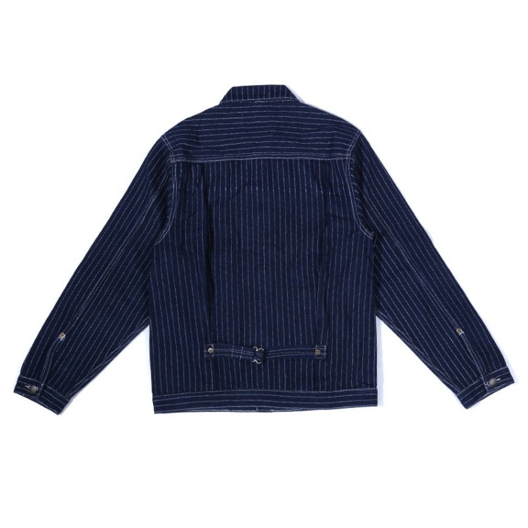 Vertical Stripe Multi Pocket Fashion Trendy Denim Jacket
