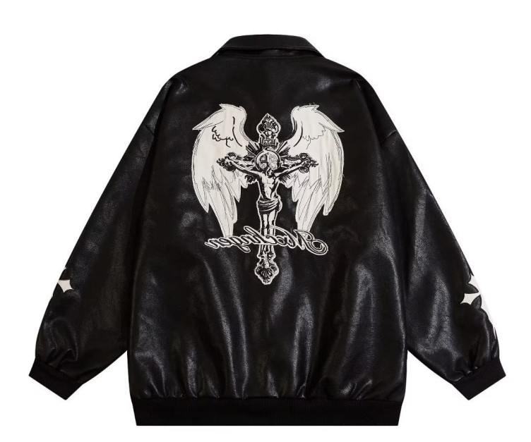 Loose fitting fashion hip-hop embroidered baseball jacket trend jacket