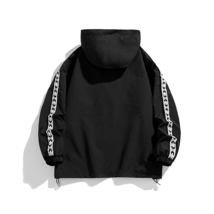Versatile, simple, loose fitting hooded trendy and fashionable jacket