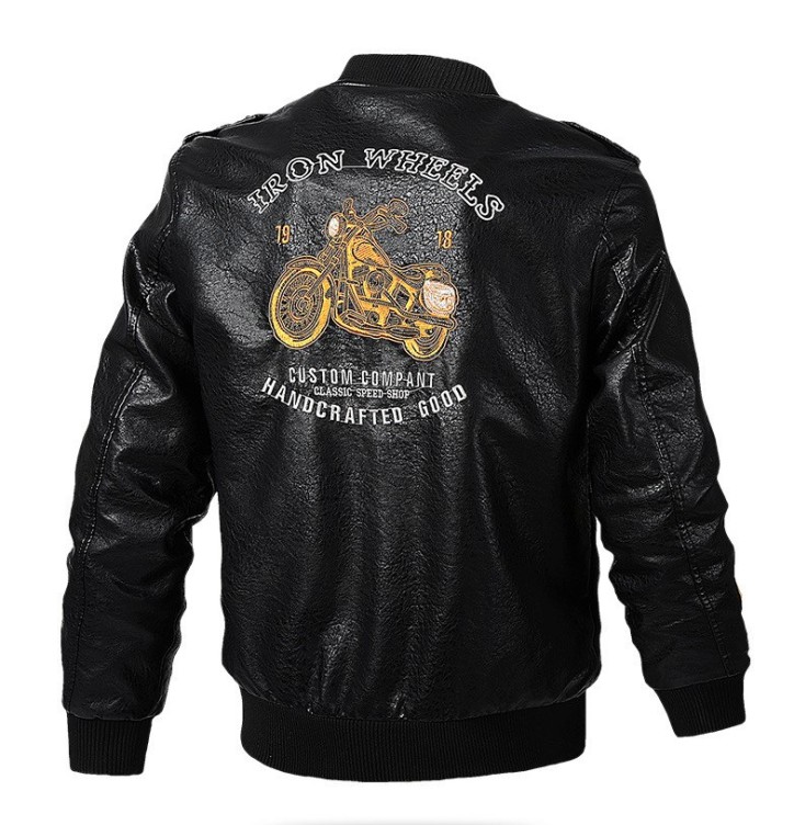 Leather casual fashion trend motorcycle baseball jacket