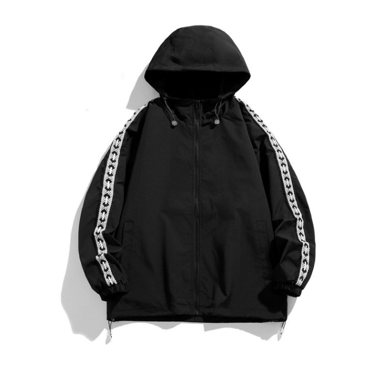 Versatile, simple, loose fitting hooded trendy and fashionable jacket