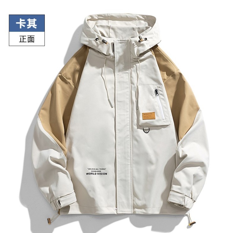 Versatile color matching casual letter printed trendy jacket