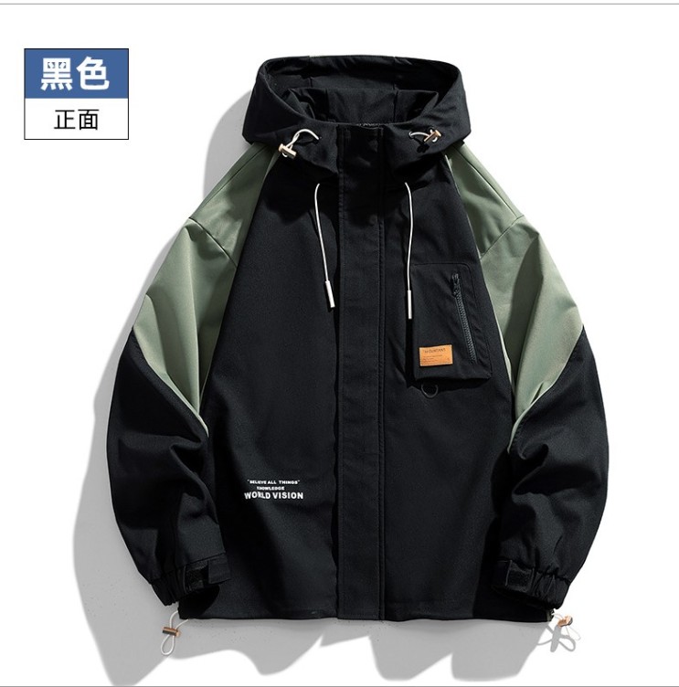 Versatile color matching casual letter printed trendy jacket