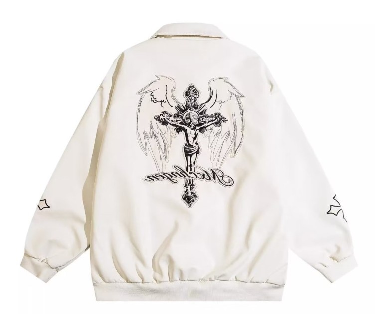 Loose fitting fashion hip-hop embroidered baseball jacket trend jacket