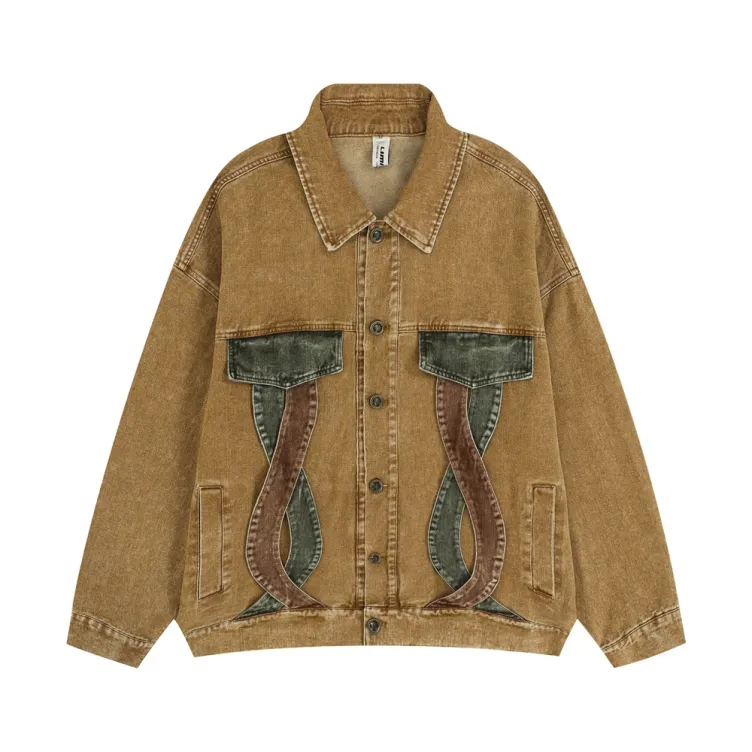 Color blocking fashion loose trend denim jacket