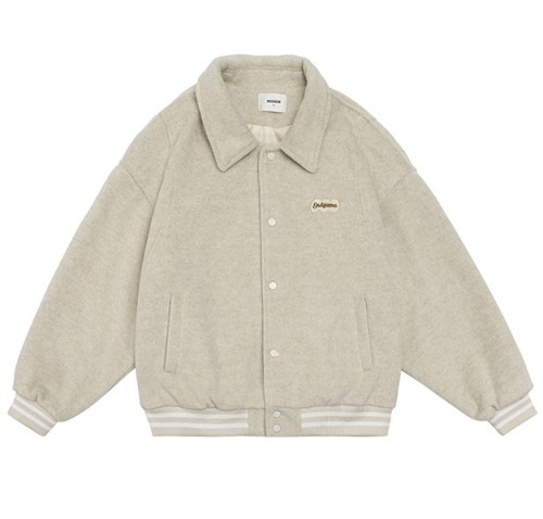 Solid letter embroidered lapel fashion trend jacket
