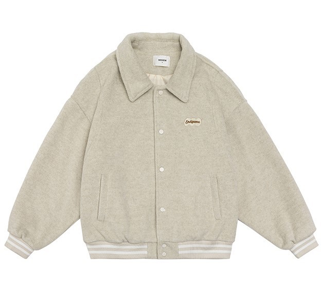 Solid letter embroidered lapel fashion trend jacket