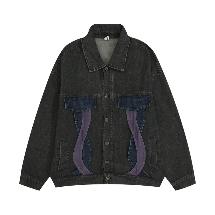 Color blocking fashion loose trend denim jacket
