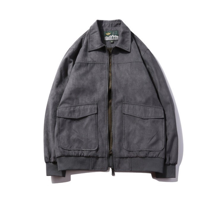 Suede work jacket retro lapel trendy jacket