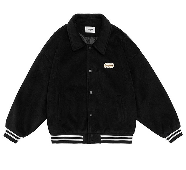 Solid letter embroidered lapel fashion trend jacket