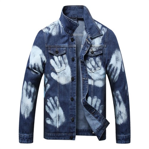 Single breasted blue loose fitting trendy denim jacket