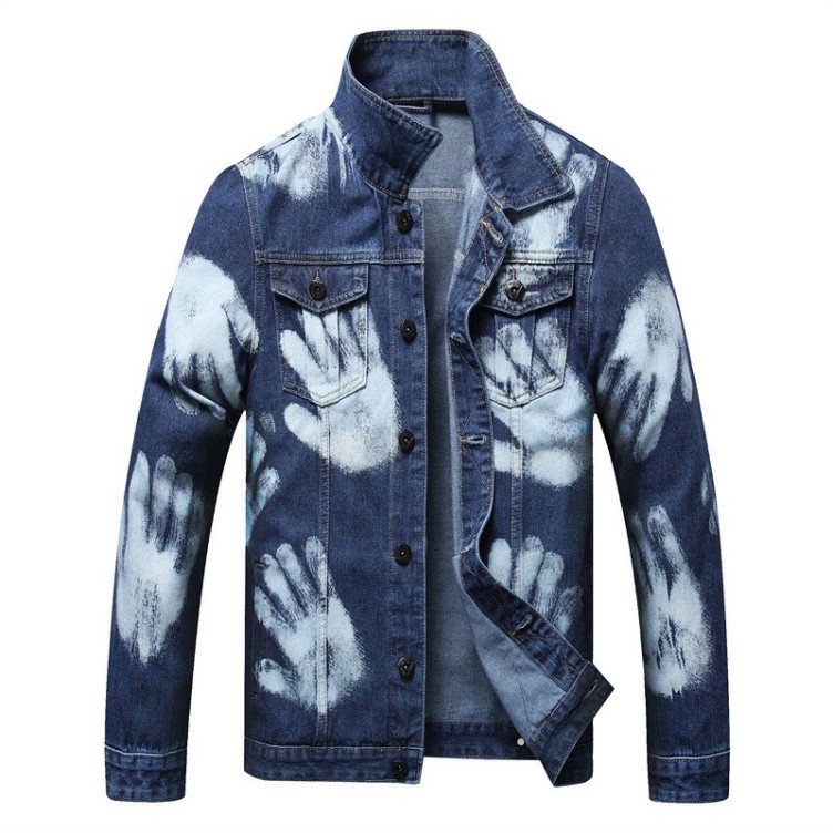 Single breasted blue loose fitting trendy denim jacket