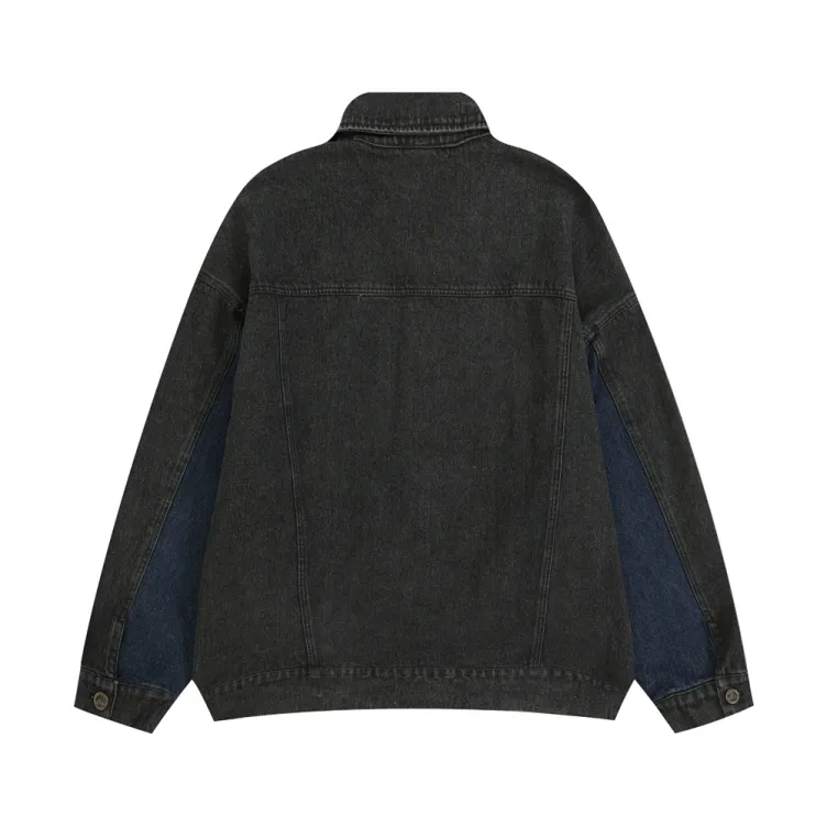 Color blocking fashion loose trend denim jacket