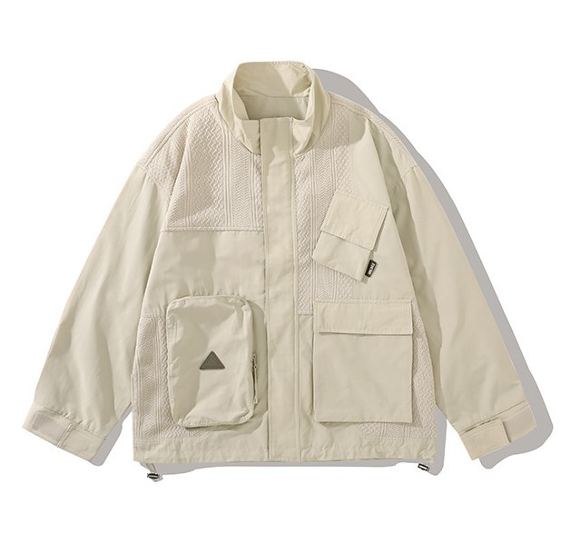 Outdoor patchwork pocket stand collar trendy jacket