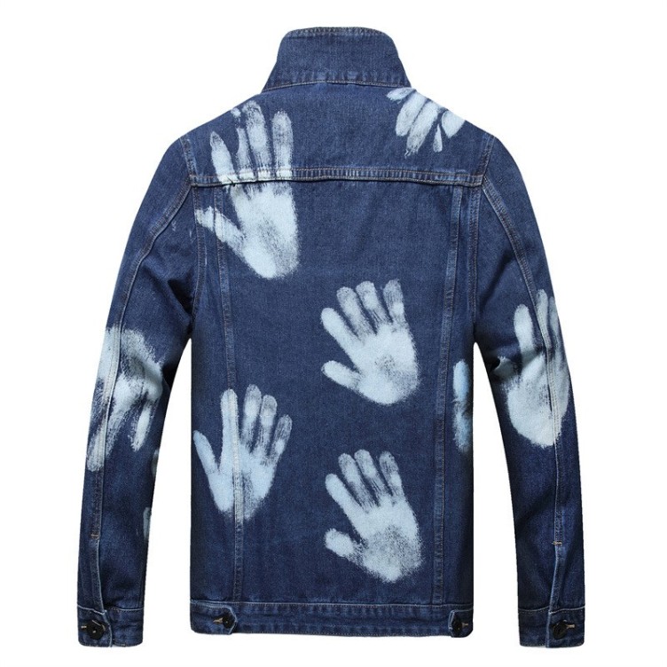 Single breasted blue loose fitting trendy denim jacket