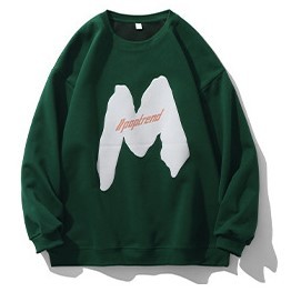 Foam letter printed casual round neck sweatshirt