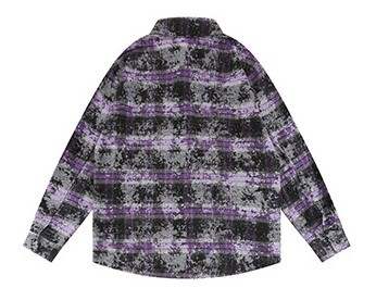 Letter embroidered loose casual trend plaid shirt jacket