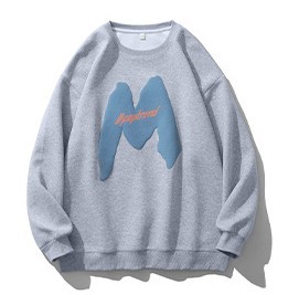 Foam letter printed casual round neck sweatshirt