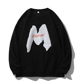 Foam letter printed casual round neck sweatshirt
