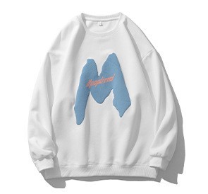 Foam letter printed casual round neck sweatshirt