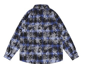 Letter embroidered loose casual trend plaid shirt jacket