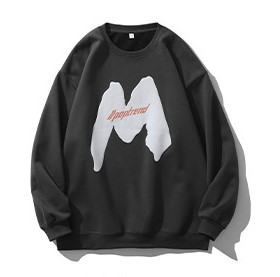 Foam letter printed casual round neck sweatshirt