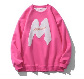 Foam letter printed casual round neck sweatshirt