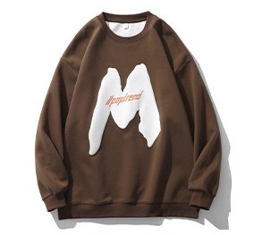 Foam letter printed casual round neck sweatshirt