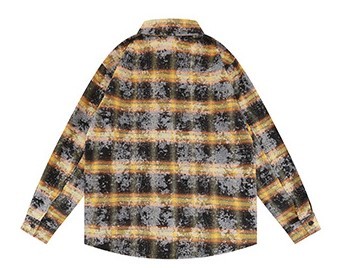 Letter embroidered loose casual trend plaid shirt jacket