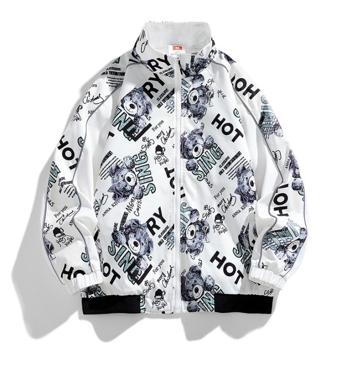 Letter printed loose fitting sports casual trend work jacket