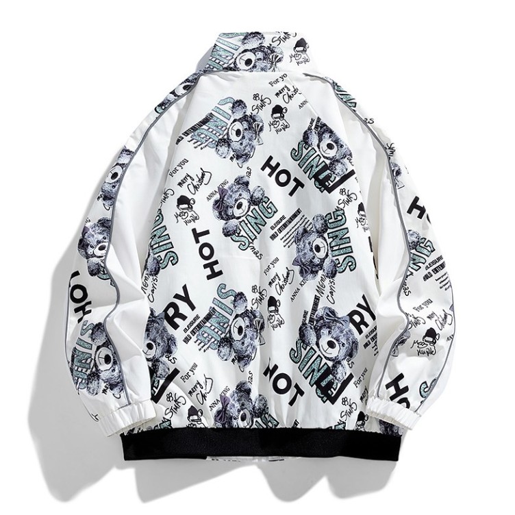 Letter printed loose fitting sports casual trend work jacket