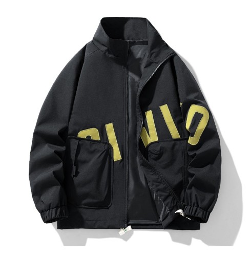 Casual stand neck loose fitting baseball suit trend jacket
