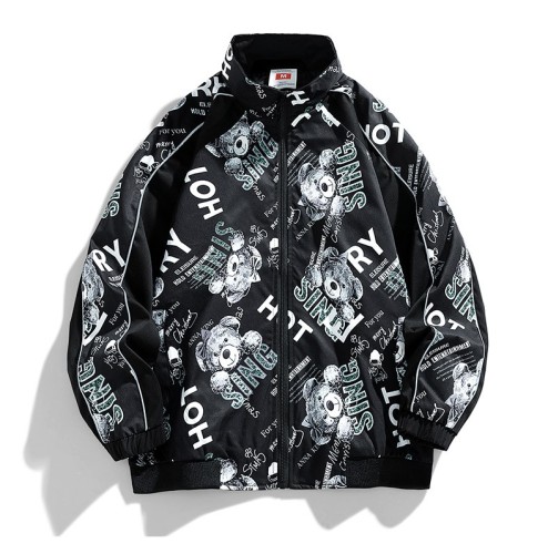 Letter printed loose fitting sports casual trend work jacket