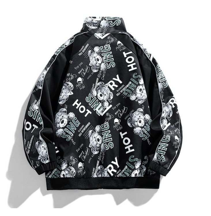 Letter printed loose fitting sports casual trend work jacket