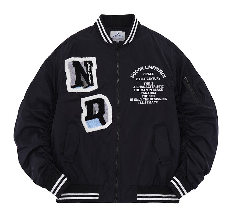 Letter embroidery motorcycle style loose casual trend jacket