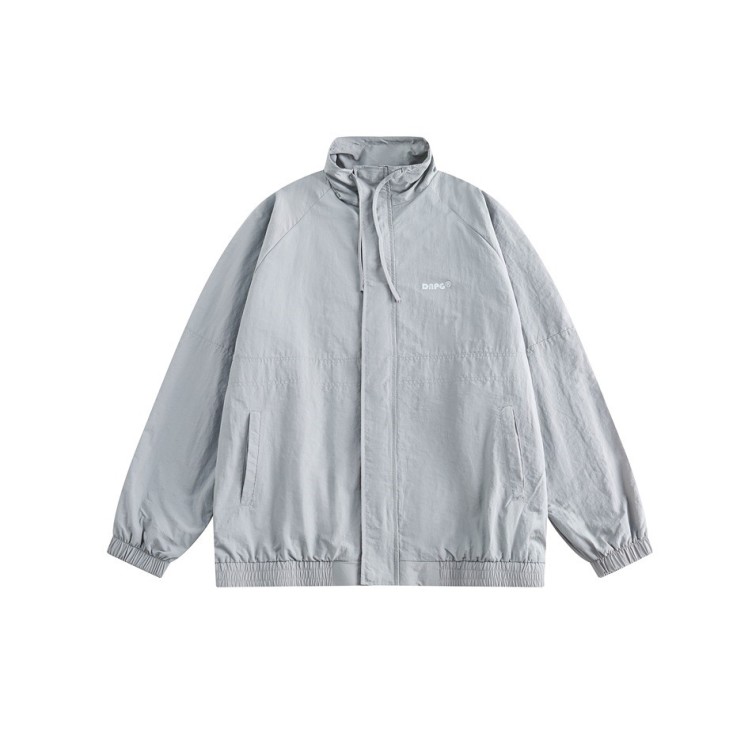 Minimalist retro loose fitting casual stand collar trendy jacket