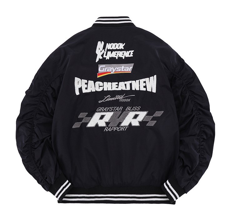 Letter embroidery motorcycle style loose casual trend jacket