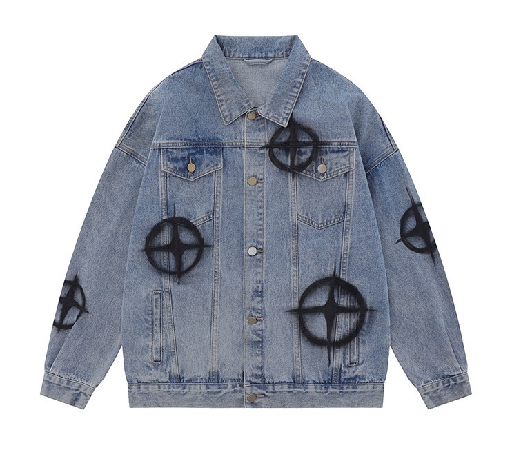 Hand-painted vintage casual fashion trend denim work jacket