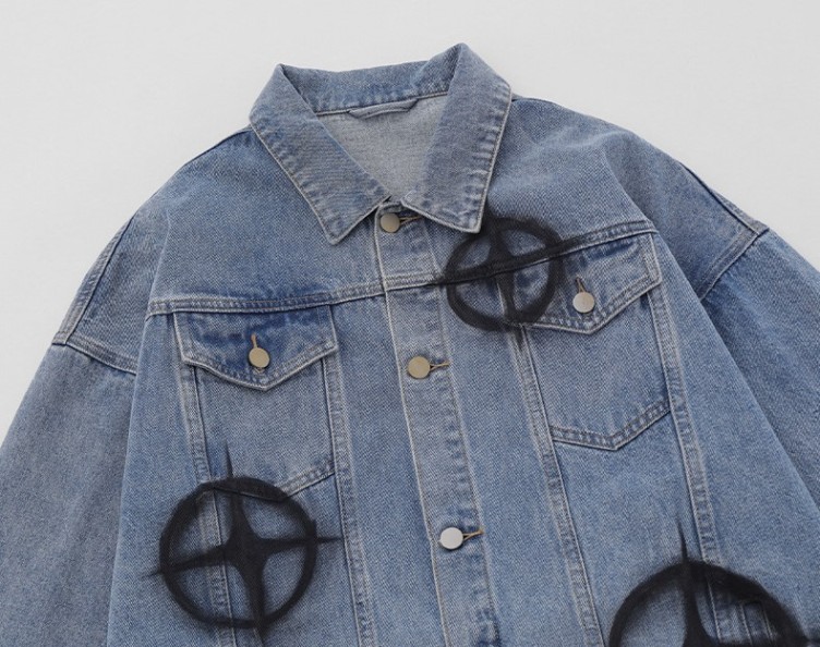 Hand-painted vintage casual fashion trend denim work jacket