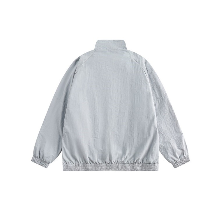 Minimalist retro loose fitting casual stand collar trendy jacket