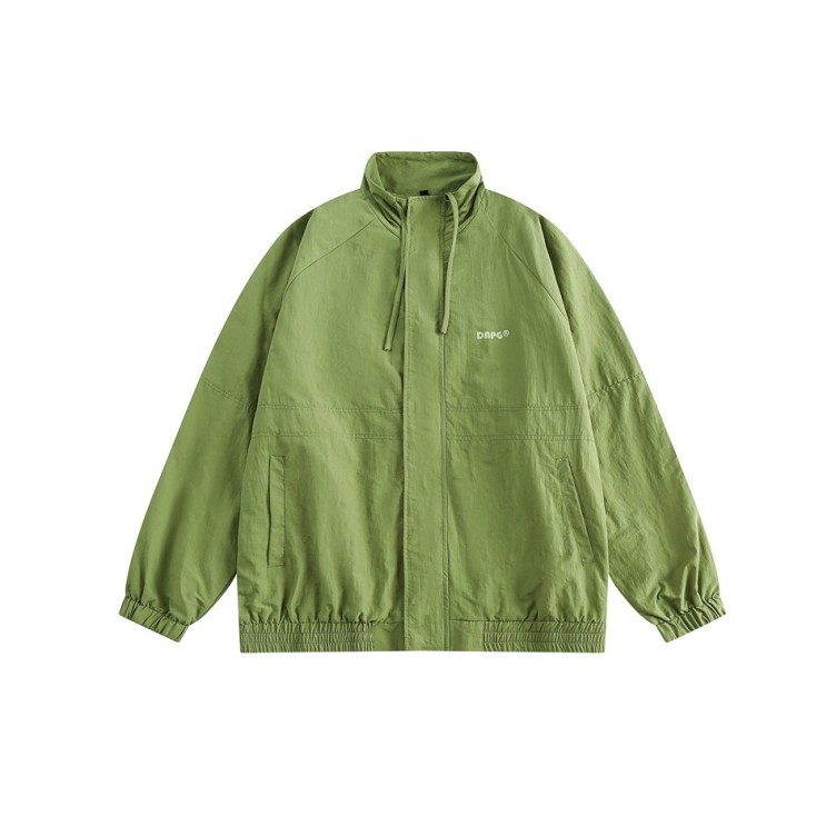 Minimalist retro loose fitting casual stand collar trendy jacket