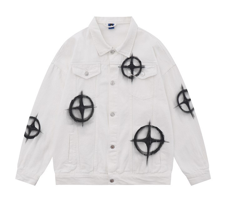 Hand-painted vintage casual fashion trend denim work jacket