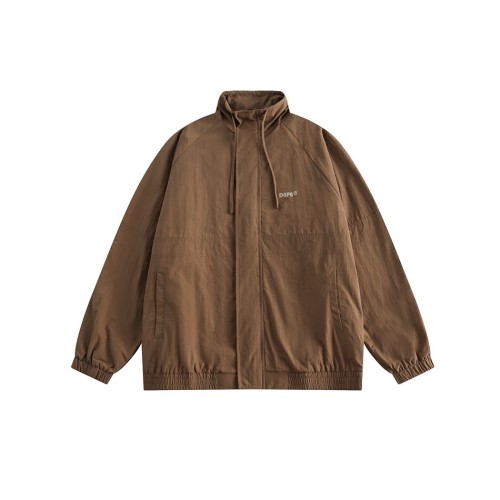Minimalist retro loose fitting casual stand collar trendy jacket