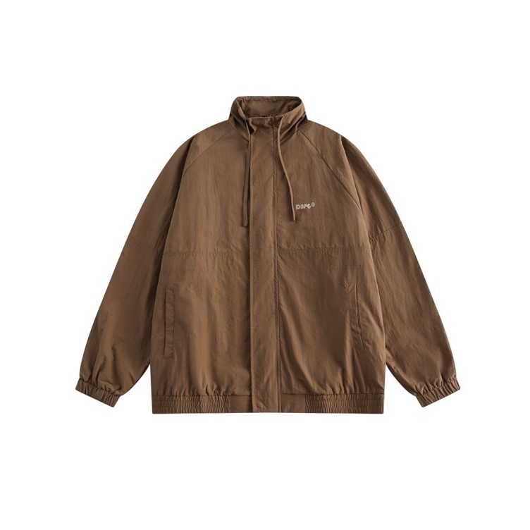 Minimalist retro loose fitting casual stand collar trendy jacket