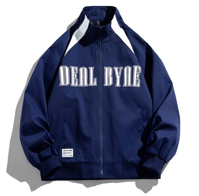 Casual standing collar loose fitting fashion trend work jacket