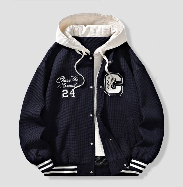 Loose casual hooded baseball jacket trend jacket