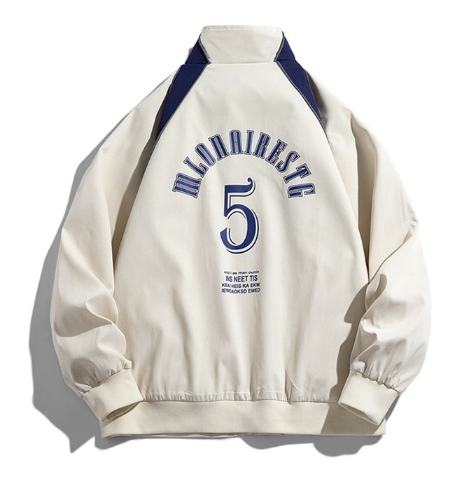 Casual standing collar loose fitting fashion trend work jacket