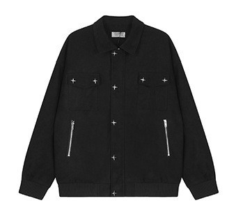 Star buckle suede design casual loose fashion trend jacket