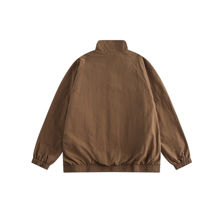 Minimalist retro loose fitting casual stand collar trendy jacket