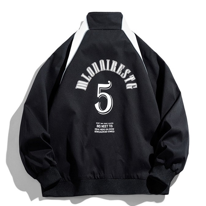 Casual standing collar loose fitting fashion trend work jacket